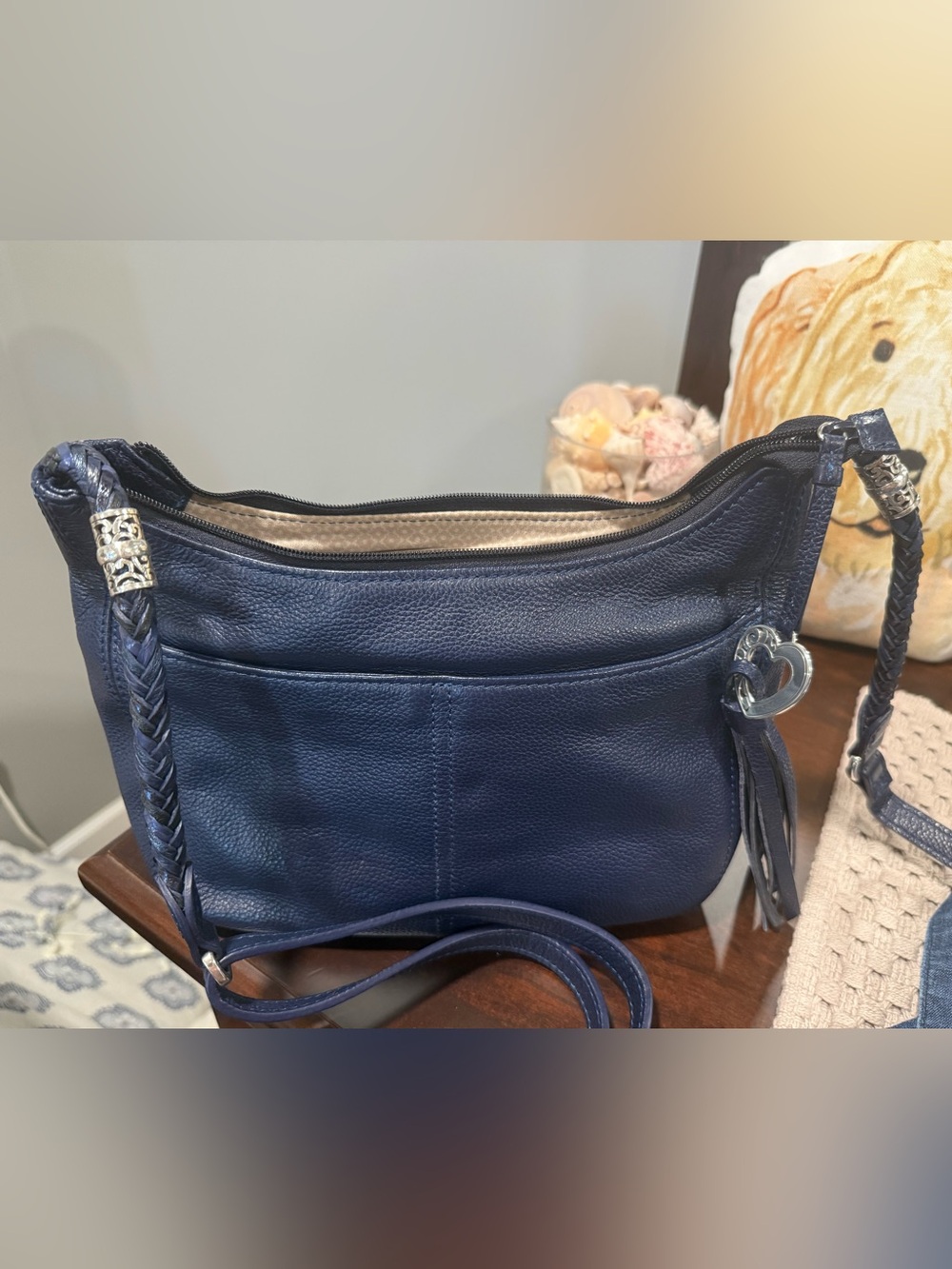 Brighton Classic Navy Leather Crossbody Bag